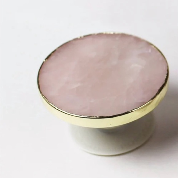 Other - Gold-Trimmed Pink Stone pop socket